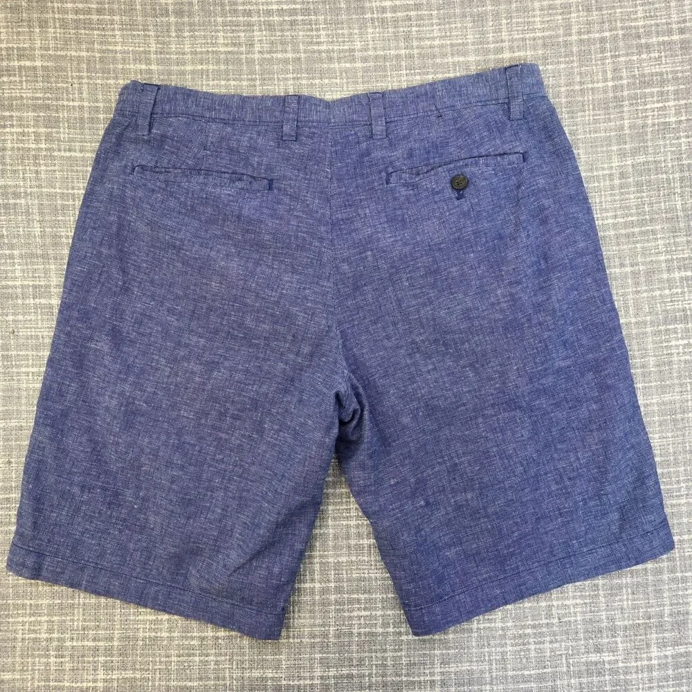 Banana Republic Aiden Short Men 34 Linen Blend Lakeside Blue 10in Inseam